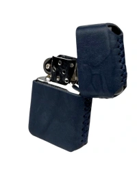 Handmade El Yapımı Hakiki Deri Zippo Modeli Çakmak - AG02001 - Lacivert