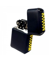 Handmade El Yapımı Hakiki Deri Zippo Modeli Çakmak - AG02001 - Lacivert Sarı
