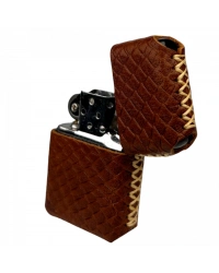Handmade El Yapımı Hakiki Deri Zippo Modeli Çakmak - AG02001 - Taba