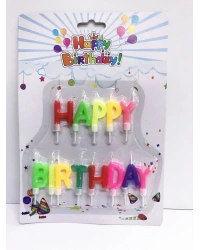 Happy Birthday Yazılabilen Rengarenk Doğum Günü Mumu