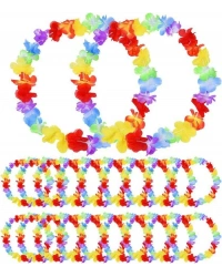 Hawaii Çiçekli Boyun Kolyesi - Renkli Tropikal Parti Leisi 12 Adet