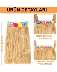 Hawaii Tarzı Hula Eteği – 60 cm Hasır Naturel Etek
