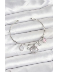 Hayat Ağacı Charmlı Gümüş Renk Pirinç Kadın Bileklik