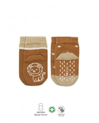 Hayvan Figürlü Kaymaz Erkek Soket Çorap 2Li BS10119 Hardal