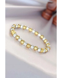 Hematit Gümüş Gold Renk Doğal Taş Erkek Bileklik