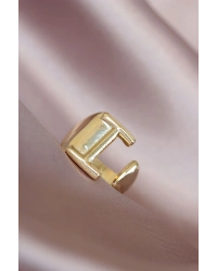 I Harfli Altın Renk Ayarlamalı Metal Kadın Yüzük