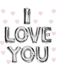 I Love You Folyo Balon Gümüş Renk 35 CM