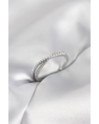 İncili ve Zirkon Taşlı Gümüş Renk Kadın Yüzük