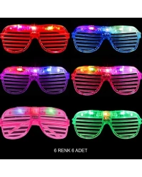 Işıklı Panjur Şeritli Led Parti Gözlüğü 6 Renk 6’lı Set