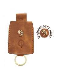 İsme Özel Çıtçıtlı Anahtarlık - % 100 Rainbow Deri - AG01001 - Camel