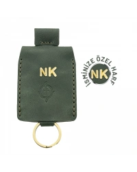 İsme Özel Çıtçıtlı Anahtarlık - % 100 Rainbow Deri - AG01001 - Haki