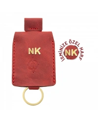 İsme Özel Çıtçıtlı Anahtarlık - % 100 Rainbow Deri - AG01001 - Kırmızı