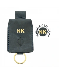 İsme Özel Çıtçıtlı Anahtarlık - % 100 Rainbow Deri - AG01001 - Lacivert