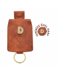 İsme Özel Çıtçıtlı Anahtarlık - % 100 Rainbow Deri - AG01001 - Tobacco