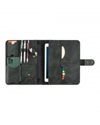 İsme Özel Çıtçıtlı Fonksiyonlu iPad Organizer - %100 Rainbow Deri - ET01002 - Antrasit