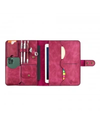 İsme Özel Çıtçıtlı Fonksiyonlu iPad Organizer - %100 Rainbow Deri - ET01002 - Fuşya