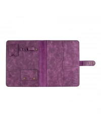 İsme Özel Çıtçıtlı Fonksiyonlu iPad Organizer - %100 Rainbow Deri - ET01002 - Mor