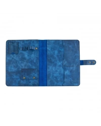 İsme Özel Çıtçıtlı Fonksiyonlu iPad Organizer - %100 Rainbow Deri - ET01002 - Saks Mavisi