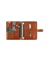 İsme Özel Çıtçıtlı Fonksiyonlu iPad Organizer - %100 Tiesto Deri - ET01003 - Tobacco