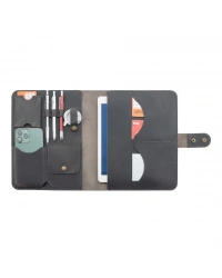 İsme Özel Çıtçıtlı Fonksiyonlu iPad Organizer 10,9 (İnç) - %100 Crazy Deri - ET01004 - Antrasit