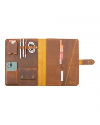İsme Özel Çıtçıtlı Fonksiyonlu Macbook Organizer - %100 Crazy Deri - ET02004 - Taba