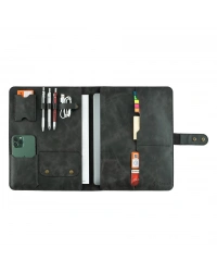 İsme Özel Çıtçıtlı Fonksiyonlu Macbook Organizer - %100 Rainbow Deri - ET02001 - Antrasit