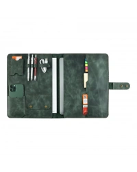 İsme Özel Çıtçıtlı Fonksiyonlu Macbook Organizer - %100 Rainbow Deri - ET02001 - Haki