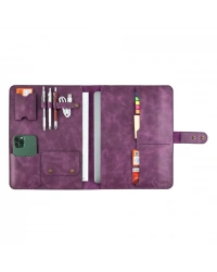İsme Özel Çıtçıtlı Fonksiyonlu Macbook Organizer - %100 Rainbow Deri - ET02001 - Mor