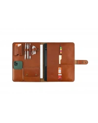 İsme Özel Çıtçıtlı Fonksiyonlu Macbook Organizer - %100 Tiesto Deri - ET02003 - Tobacco