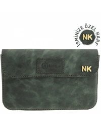 İsme Özel Çıtçıtlı Küçük El Çantası - %100 Rainbow Deri - AC14001 - Haki