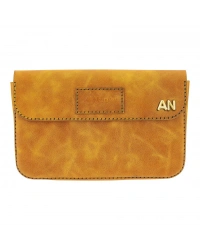 İsme Özel Çıtçıtlı Küçük El Çantası - %100 Rainbow Deri - AC14001 - Hardal Sarısı