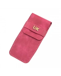 İsme Özel Çok Amaçlı Aksesuar Kılıfı - %100 Rainbow Deri - AK01002 - Fuşya
