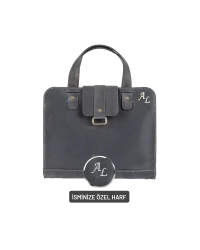 İsme Özel Crazy Büyük Boy Çanta - %100 Crazy Deri - AC09005 - Antrasit