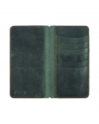 İsme Özel Dikey Uzun Cüzdan - %100 Crazy Deri - A010003 - Haki