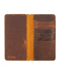 İsme Özel Dikey Uzun Cüzdan - %100 Crazy Deri - A010003 - Taba