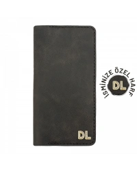 İsme Özel Dikey Uzun Cüzdan - %100 Rainbow Deri - A010007 - Antrasit