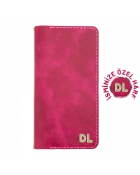 İsme Özel Dikey Uzun Cüzdan - %100 Rainbow Deri - A010007 - Fuşya