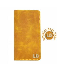 İsme Özel Dikey Uzun Cüzdan - %100 Rainbow Deri - A010007 - Hardal Sarısı