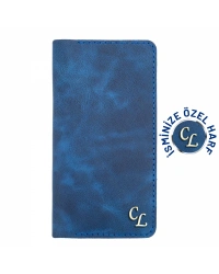 İsme Özel Dikey Uzun Cüzdan - %100 Rainbow Deri - A010007 - Saks Mavisi