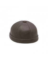 İsme Özel Docker Şapka - %100 Gerçek Deri - AB01009 - Kahverengi