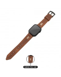 İsme Özel El Dikişli Apple Watch Saat Kordonu - %100 Çift Kat Deri - AG03001 - Kahverengi