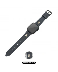 İsme Özel El Dikişli Apple Watch Saat Kordonu - %100 Çift Kat Deri - AG03001 - Lacivert
