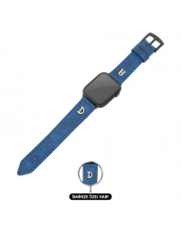 İsme Özel El Dikişli Apple Watch Saat Kordonu - %100 Çift Kat Deri - AG03001 - Saks Mavisi