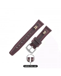 İsme Özel El Dikişli Saat Kordonu - %100 Crazy Deri - AG03002 - Bordo