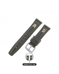 İsme Özel El Dikişli Saat Kordonu - %100 Crazy Deri - AG03002 - Yeşil