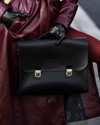 İsme Özel Evrak Çantası - Messenger Bag - %100 Deri - AC09001 - Siyah