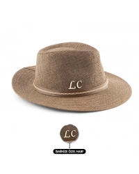 İsme Özel Hasır Fötr Şapka - AB01006 - Kahverengi