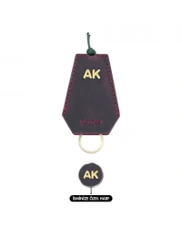 İsme Özel İpli Anahtarlık - % 100 Crazy Deri - AG01002 - Bordo