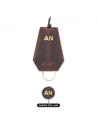 İsme Özel İpli Anahtarlık - % 100 Crazy Deri - AG01002 - Kahverengi