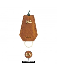 İsme Özel İpli Anahtarlık - % 100 Crazy Deri - AG01002 - Taba
